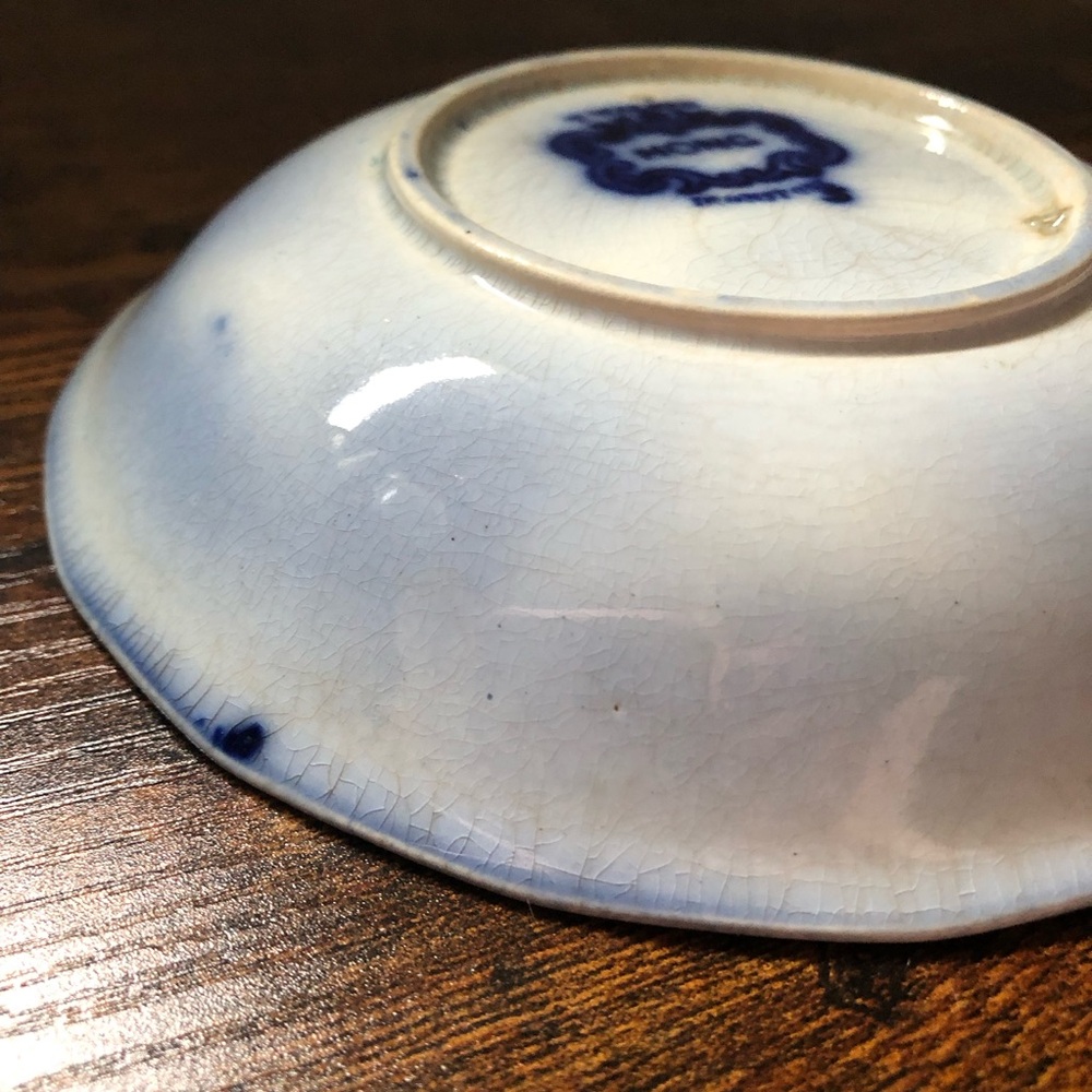 Vintage antique T Walker ironstone “Hong” flow blue saucer - Picture 8 of 12